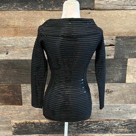 St John Evening Sequin Shawl Collar Top    Size 10 - Runs Small - Picture 3 of 5